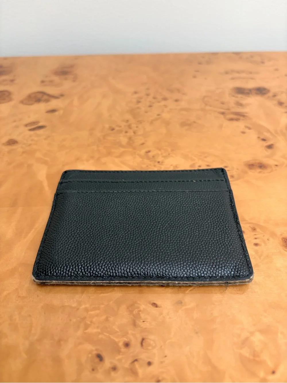 Saint Laurent Black Pebbled Leather Card Case